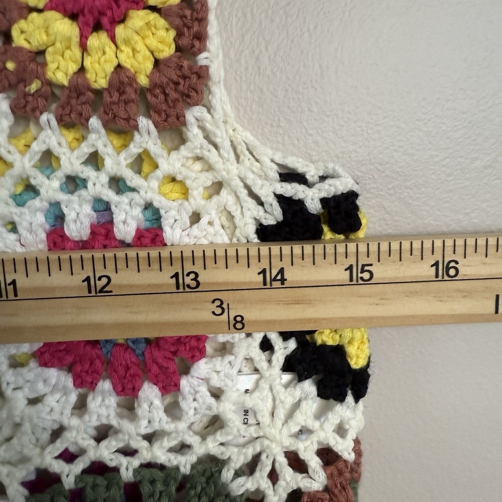 Crochet Cropped Tank Blouse Hippie Boho Style Size Small Granny Squares - Picture 6 of 8